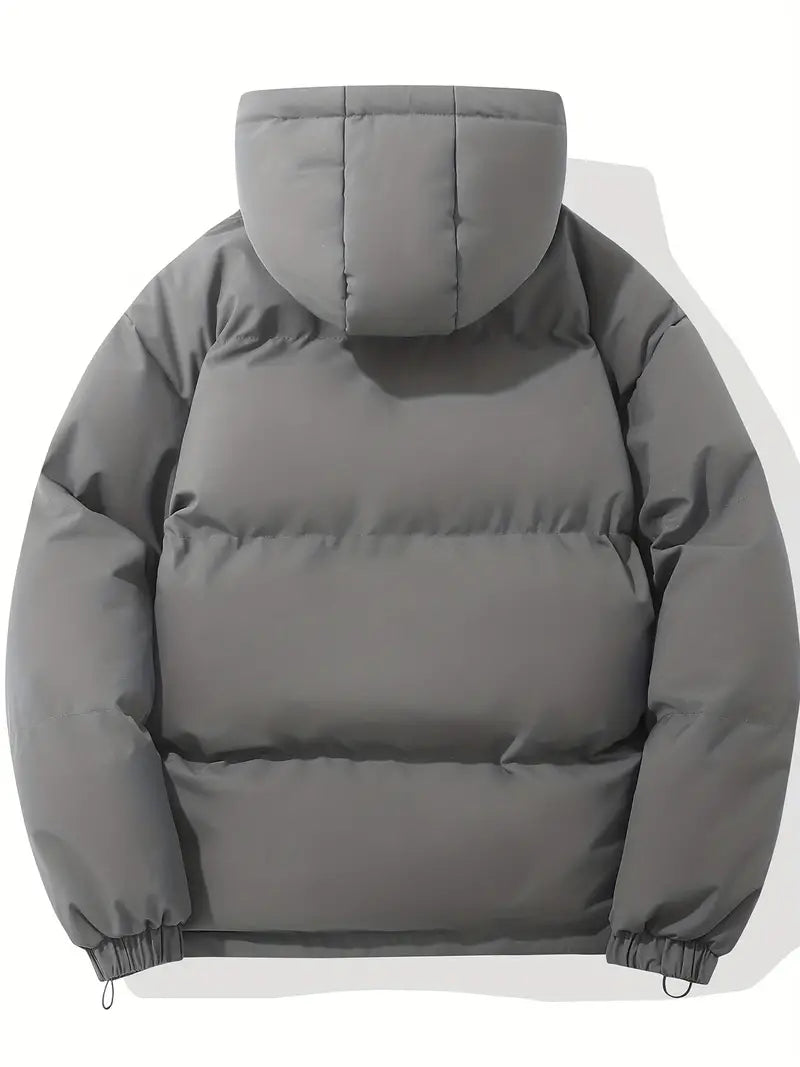 Zip-up quilted hooded jacket