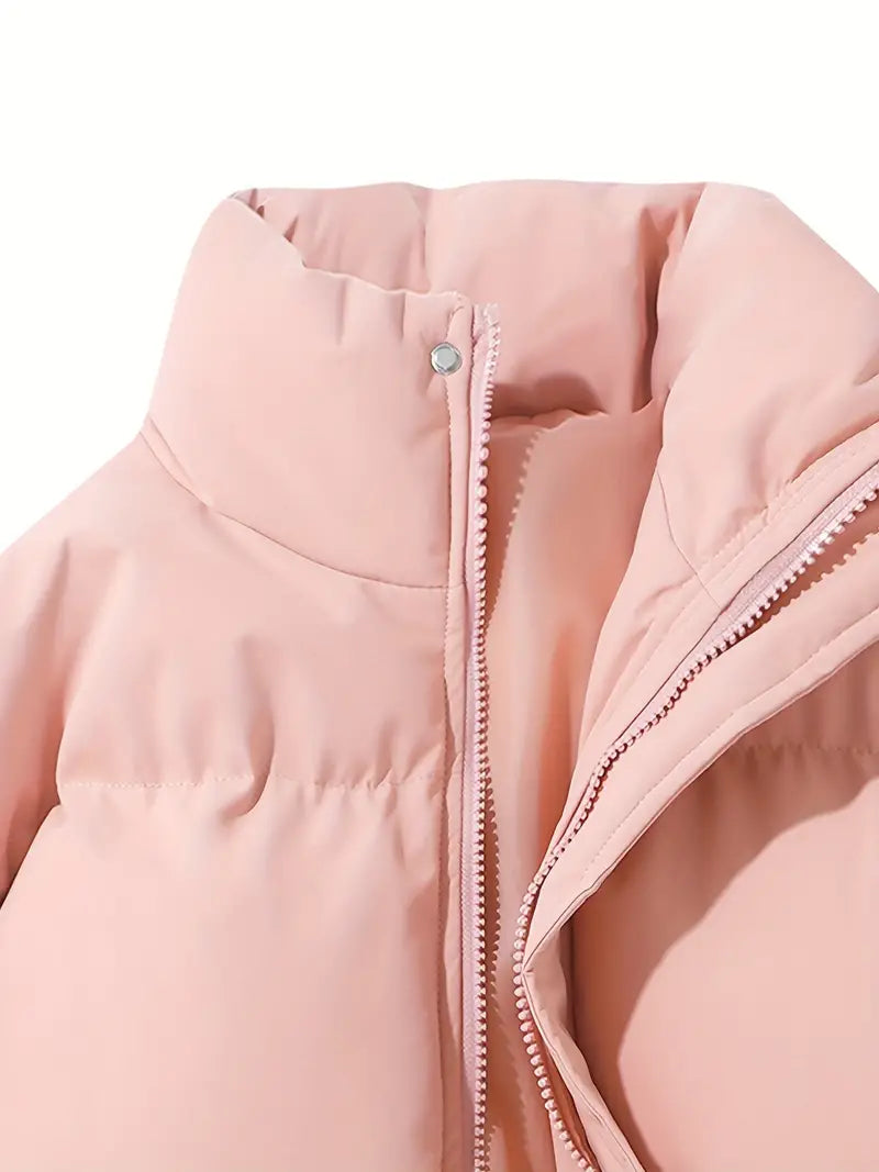 Zip-up quilted hooded jacket