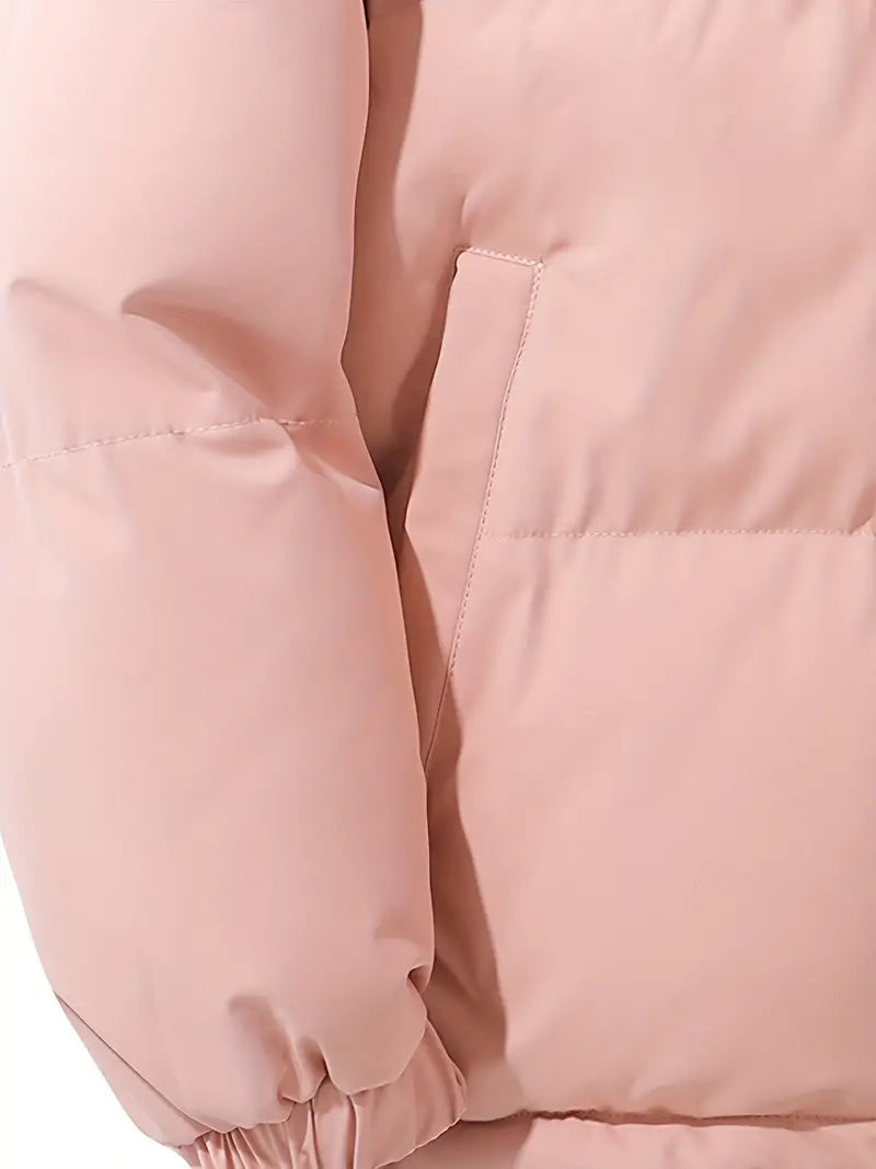 Zip-up quilted hooded jacket