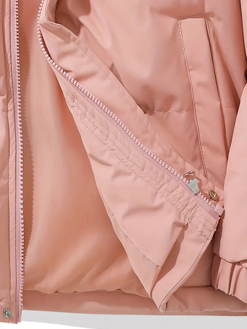 Zip-up quilted hooded jacket