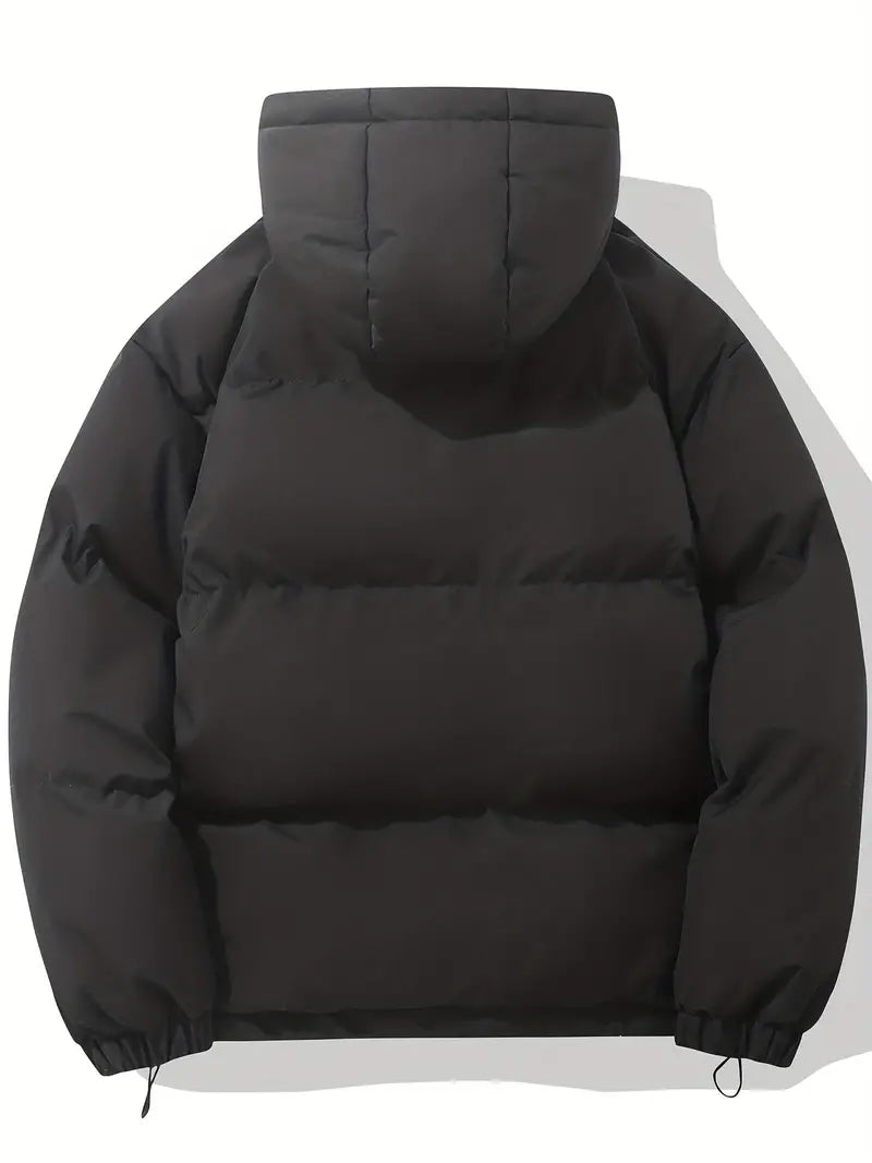 Zip-up quilted hooded jacket