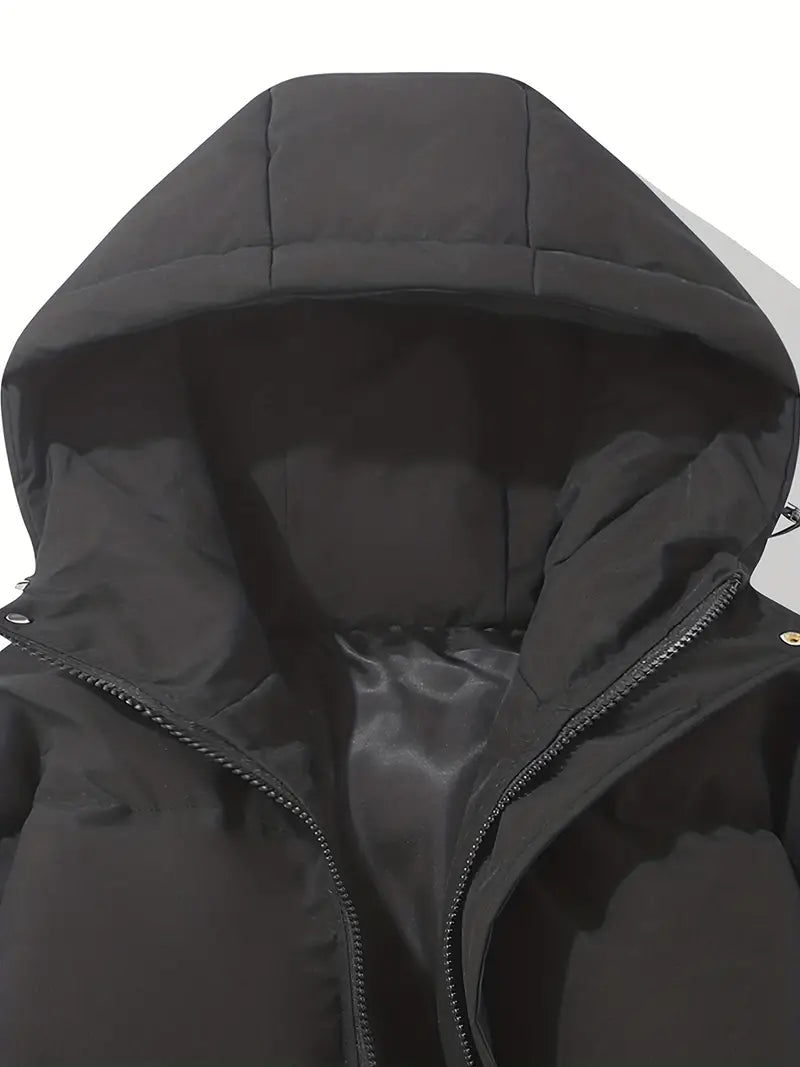 Zip-up quilted hooded jacket