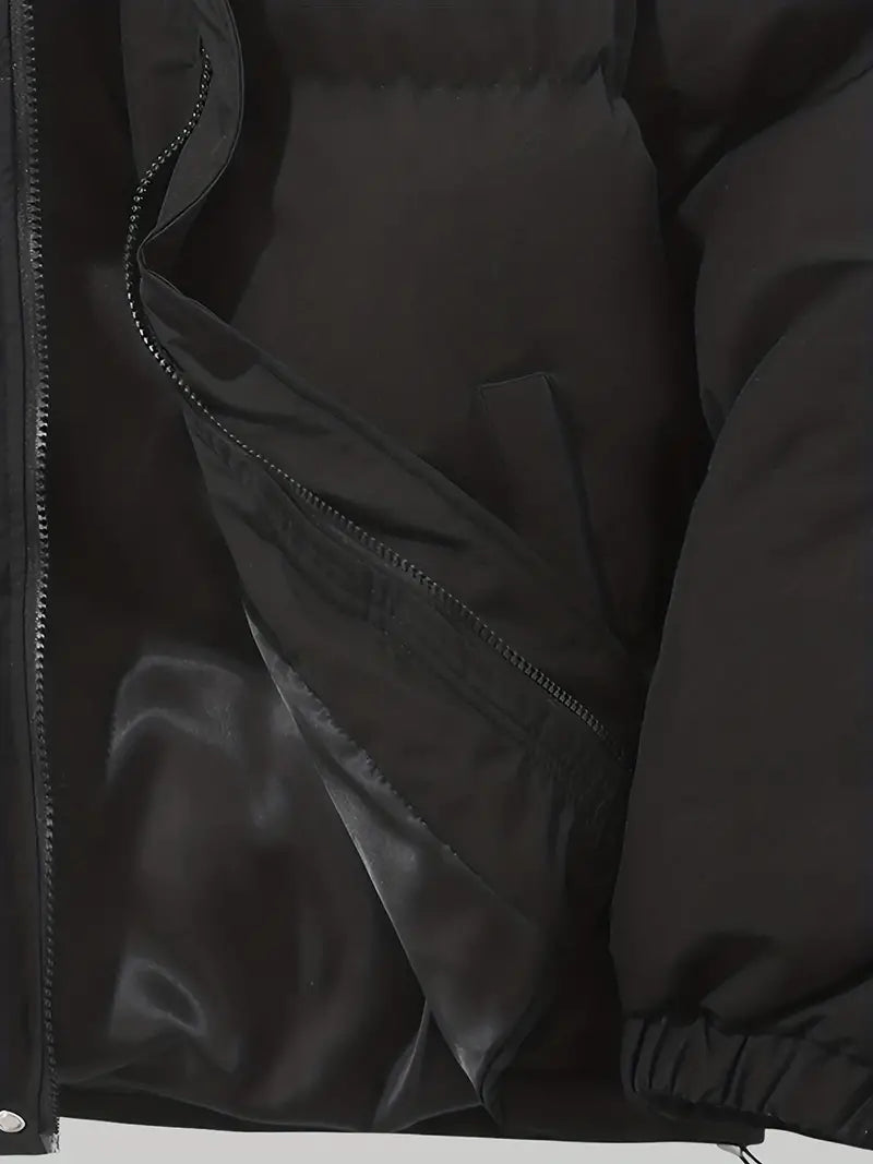 Zip-up quilted hooded jacket