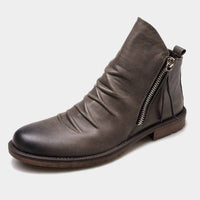 Bottines en cuir pour homme avec fermeture éclair latérale