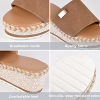 Comode ciabatte estive da donna in stile espadrillas con zeppa