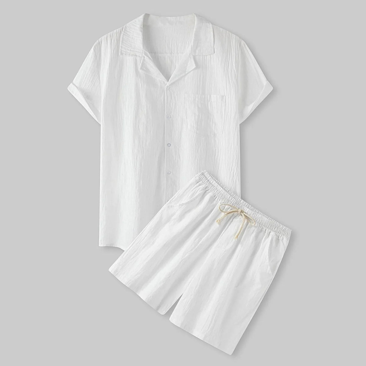Men's linen set with a shirt and shorts