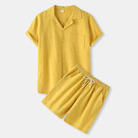 Men's linen set with a shirt and shorts