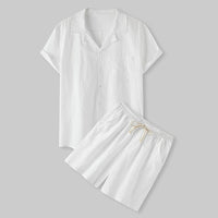 Men's linen set with a shirt and shorts
