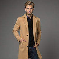 Manteau slim pour homme, droit et longueur genou