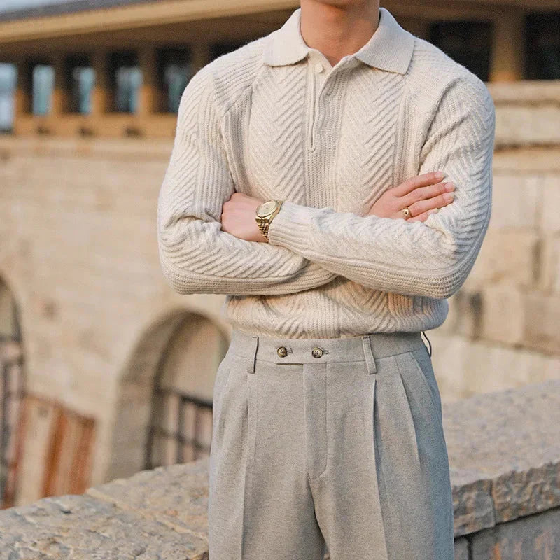 Pulover polo pentru bărbați, cu guler | Stil casual