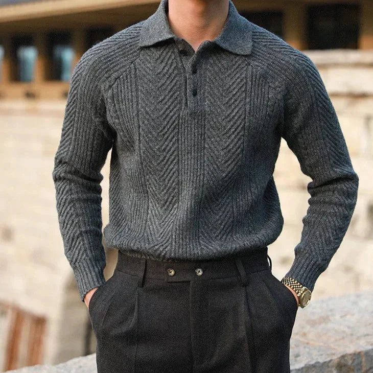 Pulover polo pentru bărbați, cu guler | Stil casual