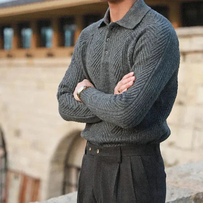 Pulover polo pentru bărbați, cu guler | Stil casual