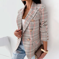 Blazer da donna a quadri, sfiancato, da ufficio