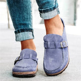 Mocasini de damă cu cataramă decorativă, fără șireturi