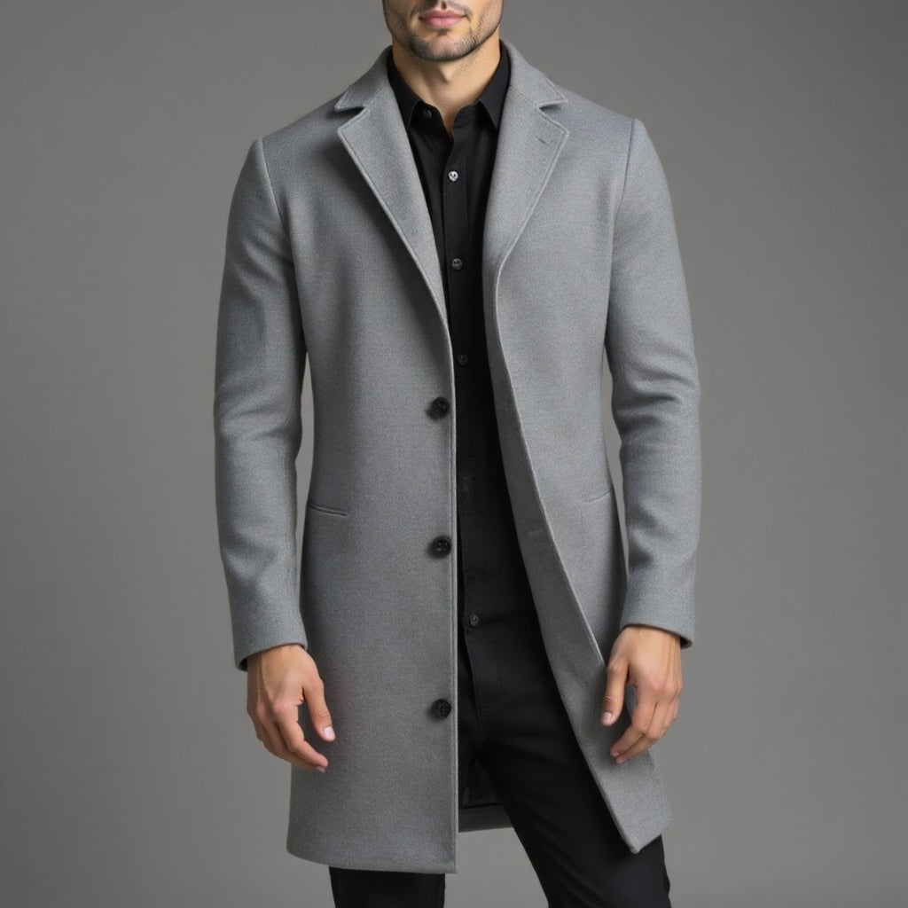 Manteau slim pour homme, droit et longueur genou