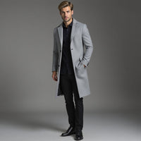 Manteau slim pour homme, droit et longueur genou