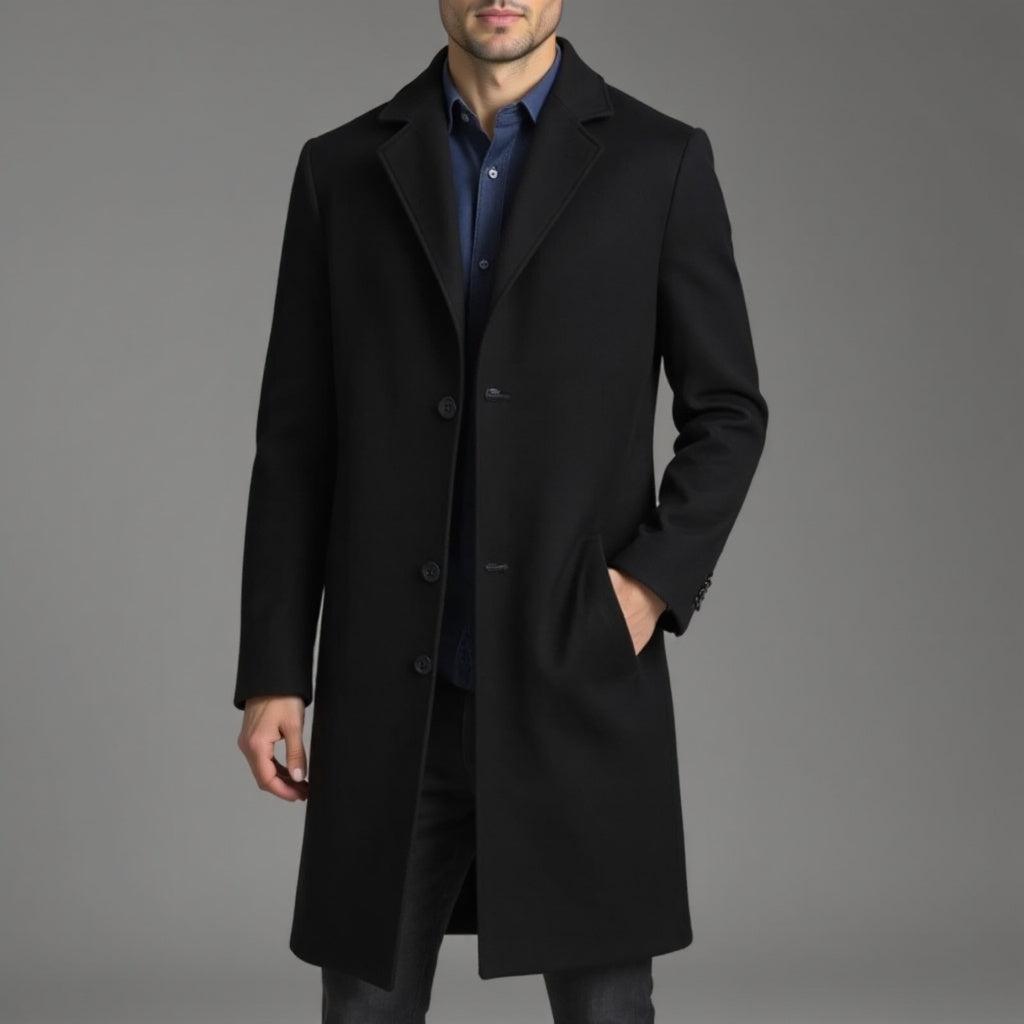 Manteau slim pour homme, droit et longueur genou