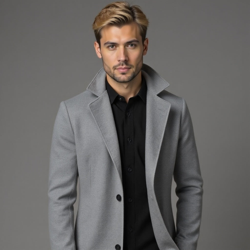 Manteau slim pour homme, droit et longueur genou