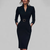 Robe midi fourreau pour femme avec ceinture