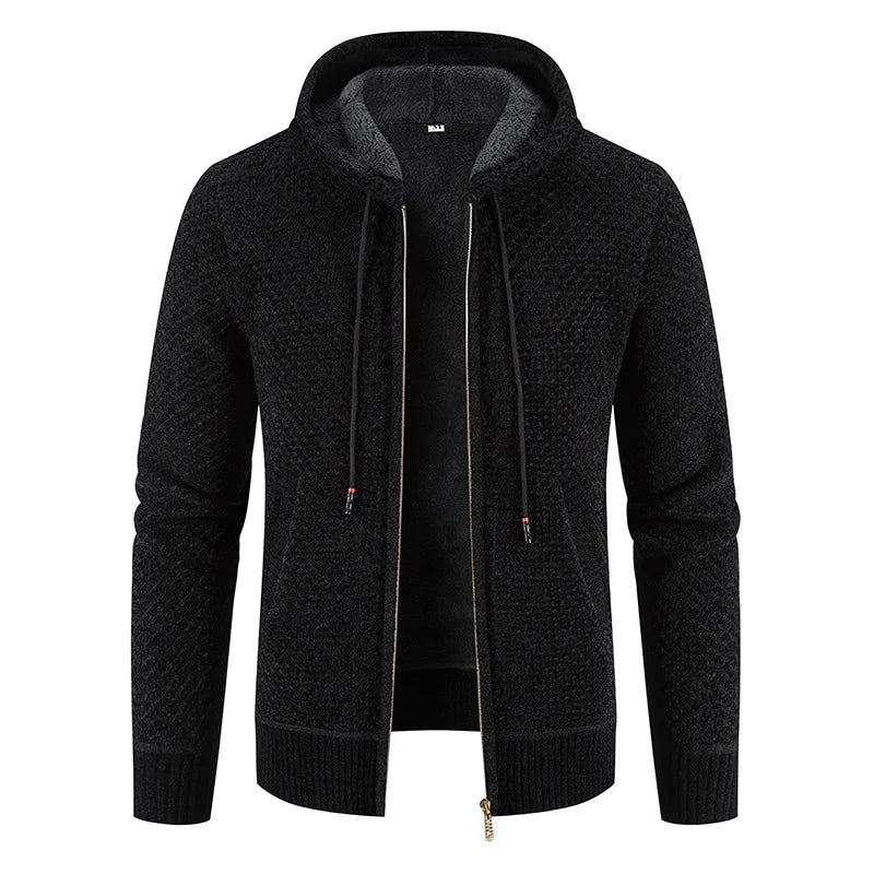 Men's zip-up hooded cardigan