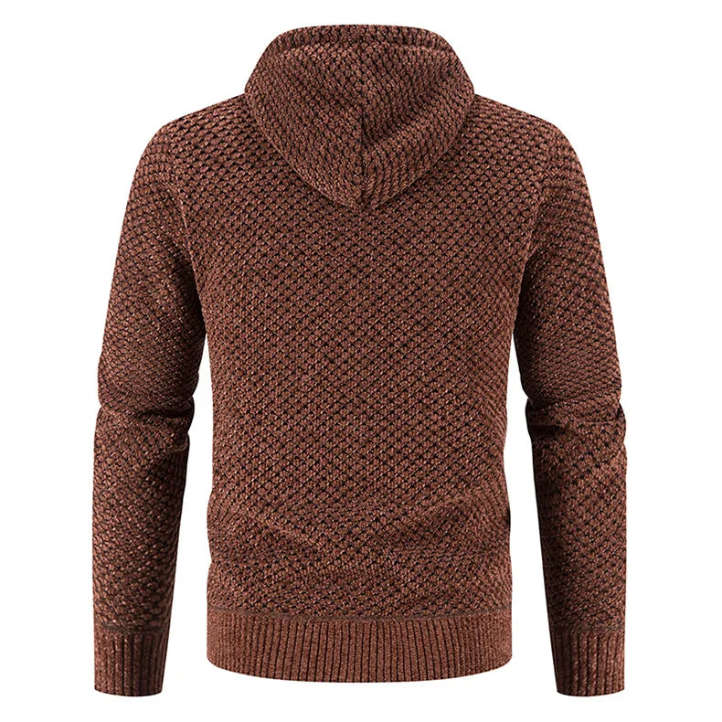 Men's zip-up hooded cardigan