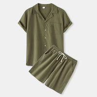 Men's linen set with a shirt and shorts