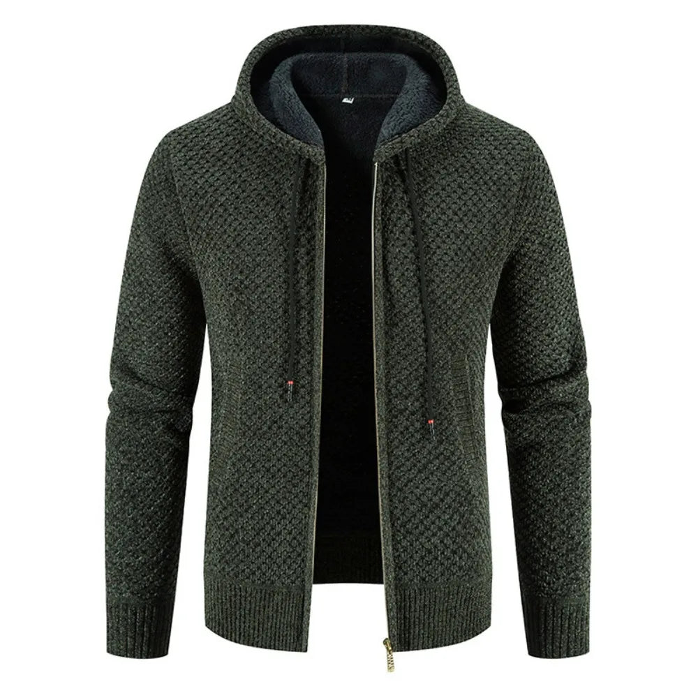 Men's zip-up hooded cardigan