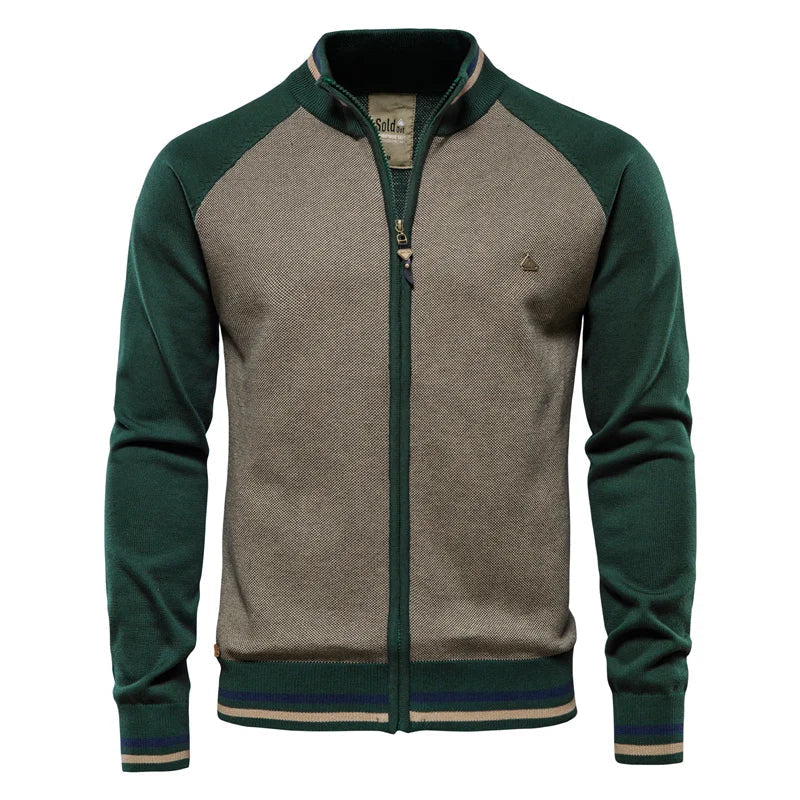 Cardigan da uomo con cerniera e collo alto