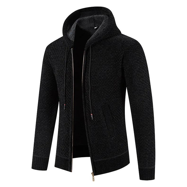 Men's zip-up hooded cardigan