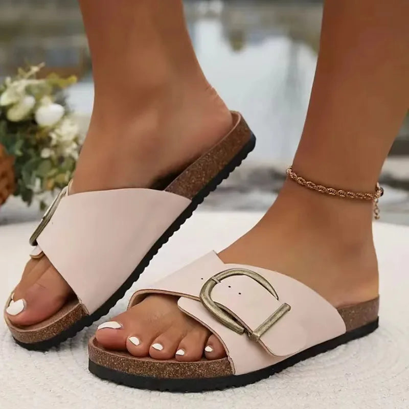 Sandales orthopédiques pour femme à enfiler avec grande boucle