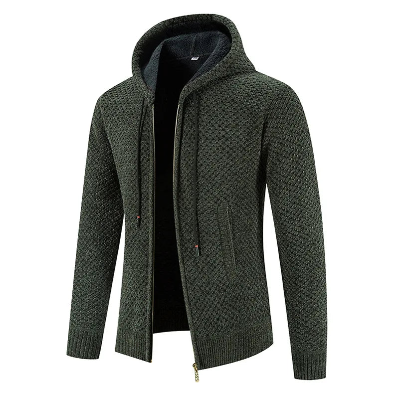 Men's zip-up hooded cardigan