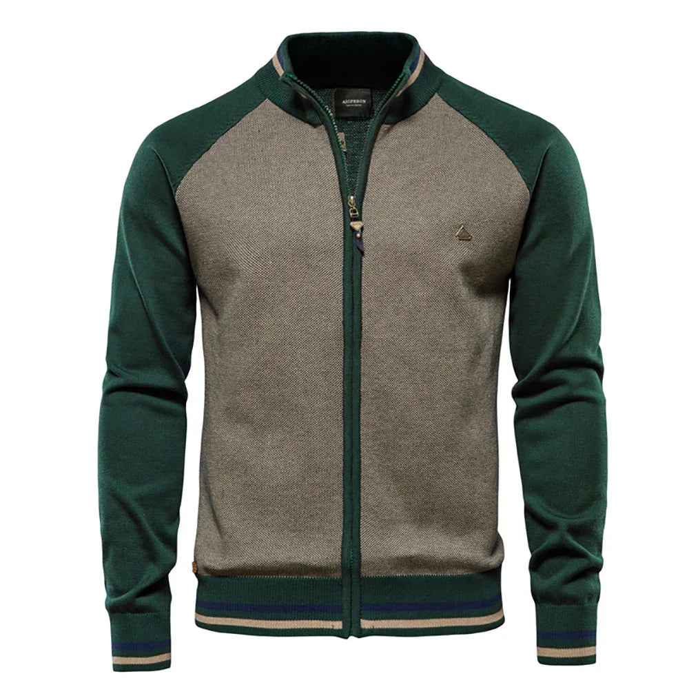 Cardigan da uomo con cerniera e collo alto