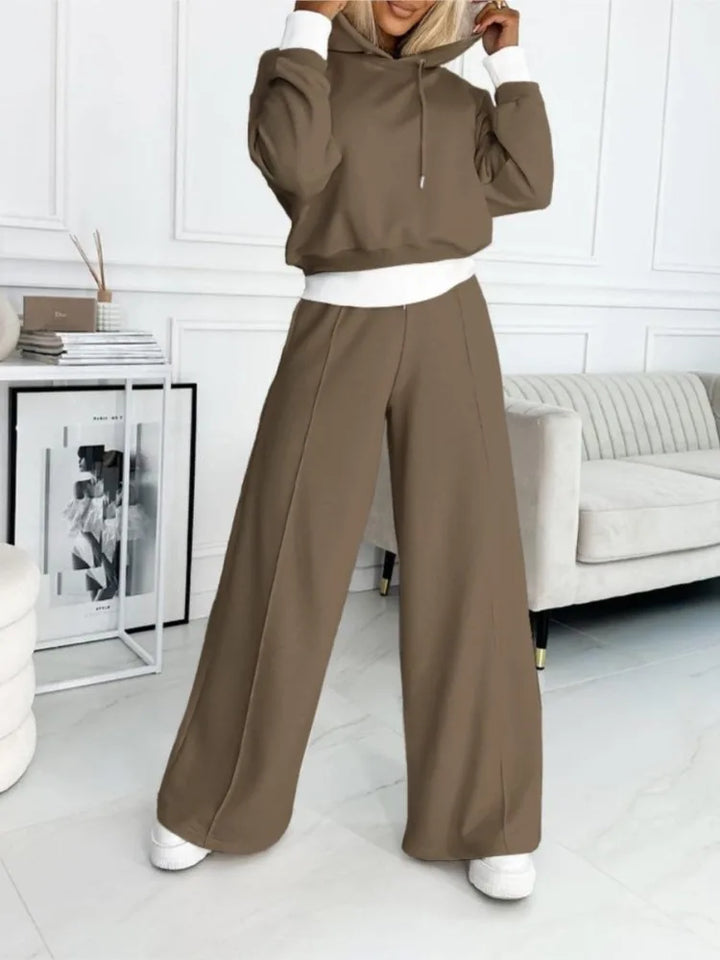 Completo da jogging da donna con felpa con cappuccio e pantaloni a gamba larga | Per tutti i giorni e la città
