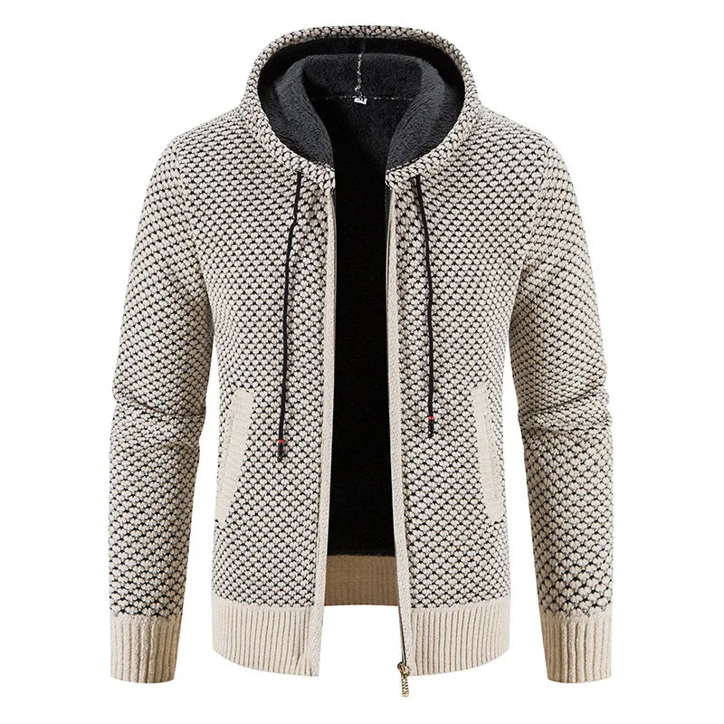 Men's zip-up hooded cardigan