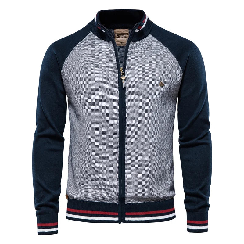 Cardigan da uomo con cerniera e collo alto
