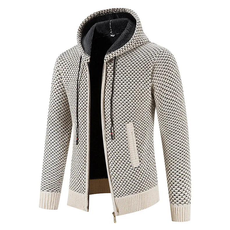 Men's zip-up hooded cardigan