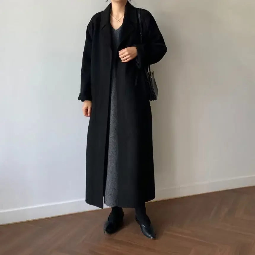 Płaszcz Zimowy Damski Długi Z Paskiem Oversize | Elegancki