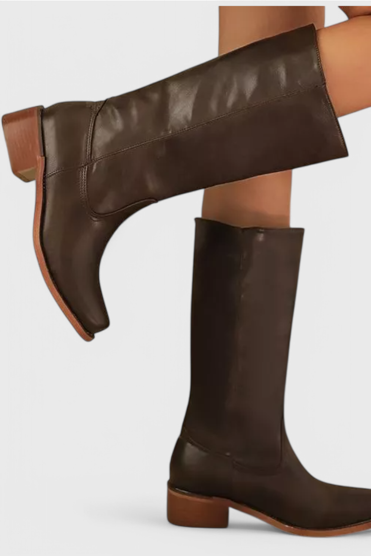 Women's Winter Knee-High Boots with Stable Heel, Classic | Round Toe