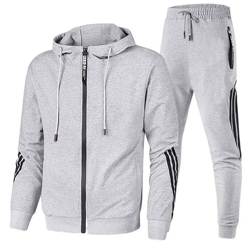 Pantaloni da tuta da uomo, completo con felpa con zip e pantaloni con coulisse