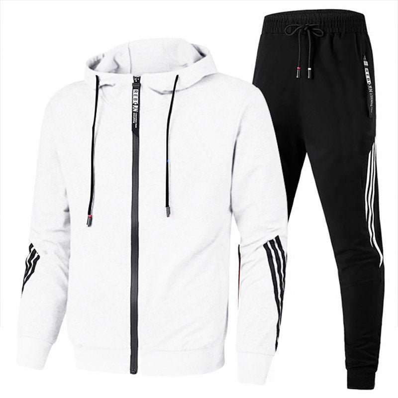 Pantaloni da tuta da uomo, completo con felpa con zip e pantaloni con coulisse