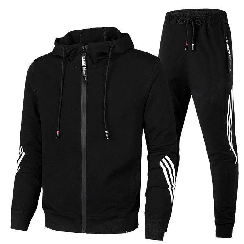 Pantaloni da tuta da uomo, completo con felpa con zip e pantaloni con coulisse