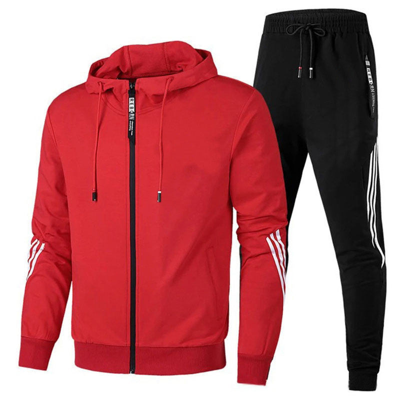 Pantaloni da tuta da uomo, completo con felpa con zip e pantaloni con coulisse