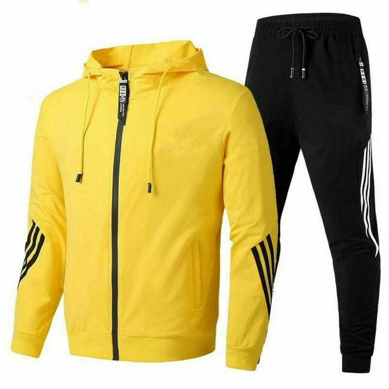 Pantaloni da tuta da uomo, completo con felpa con zip e pantaloni con coulisse