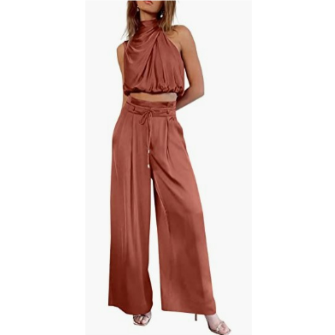 Ensemble élégant deux pièces pour femme à jambes larges
