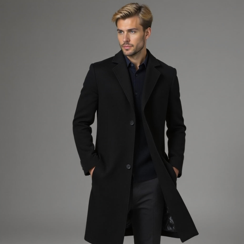 Manteau slim pour homme, droit et longueur genou