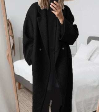 Cappotto invernale lungo da donna oversize con colletto | Caldo, per tutti i giorni e per il lavoro