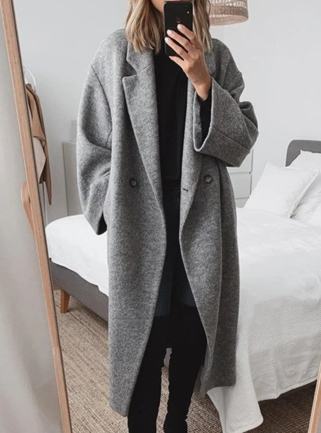 Cappotto invernale lungo da donna oversize con colletto | Caldo, per tutti i giorni e per il lavoro