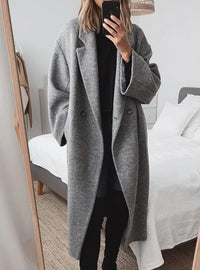 Cappotto invernale lungo da donna oversize con colletto | Caldo, per tutti i giorni e per il lavoro