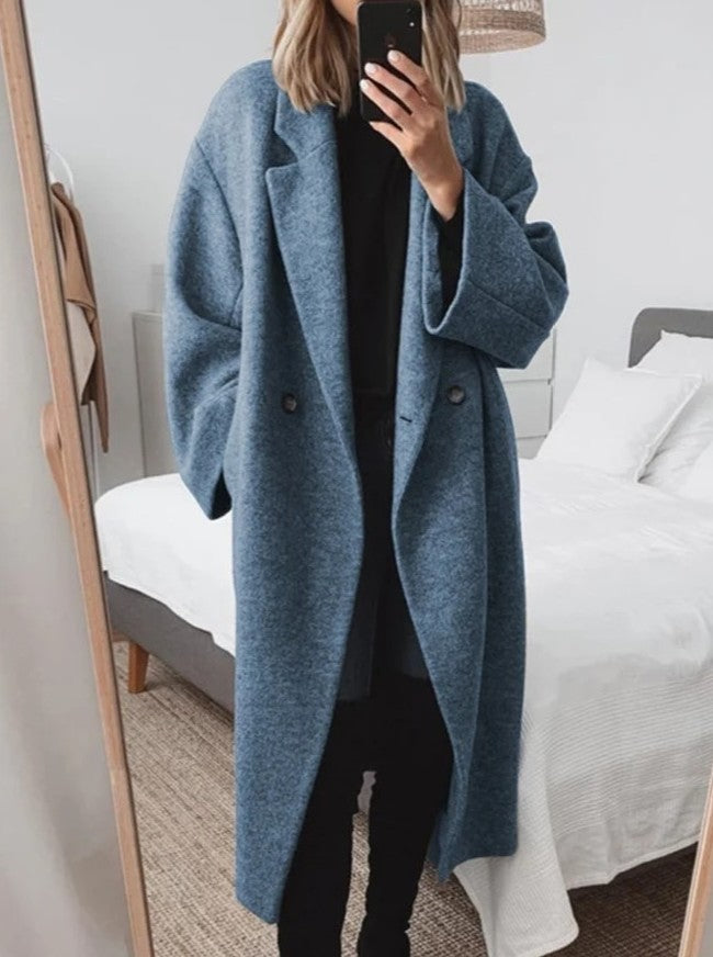 Cappotto invernale lungo da donna oversize con colletto | Caldo, per tutti i giorni e per il lavoro