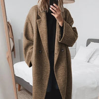 Cappotto invernale lungo da donna oversize con colletto | Caldo, per tutti i giorni e per il lavoro